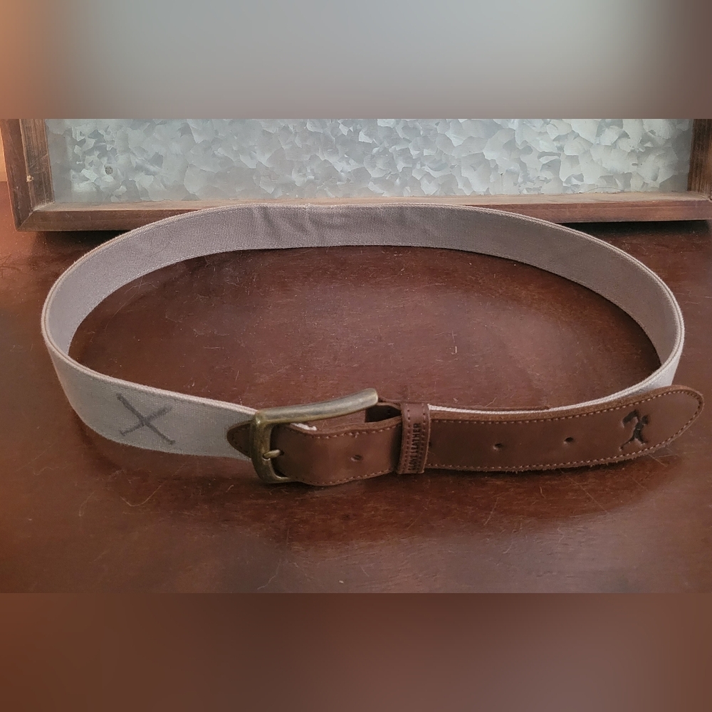 MENS BASEBALLISM CROSSED BATS BROWN & TAN GLOVE LEATHER BELT SMALL 30-32